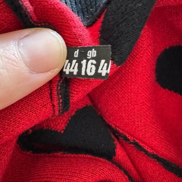 Love Moschino Crewneck Sweater Hearts Wool Blend Red & Black - Picture 4 of 7